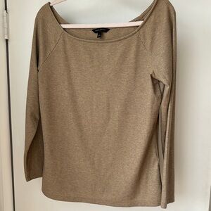 Tan shimmery gold wide neck Top Christmas, Holidays glitter wide neck